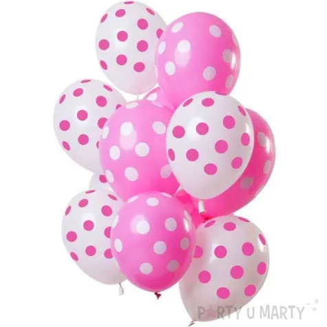 balony rozowe kropki mix folat 12 12 szt