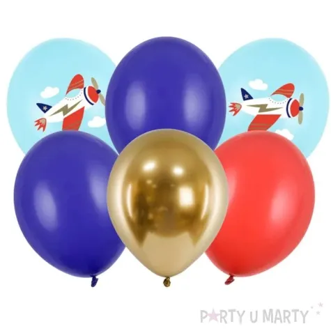 balony samoloty mix partydeco 12 6 szt