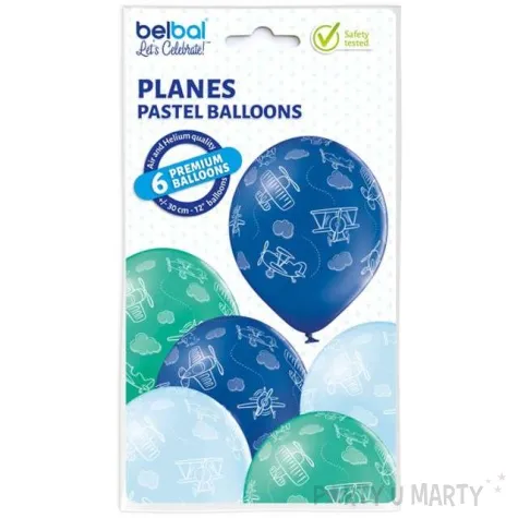 balony samoloty pastel mix belbal 12 6 szt