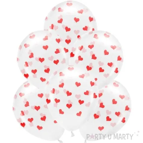 balony serca czerwone transparetne partydeco 13 6 szt