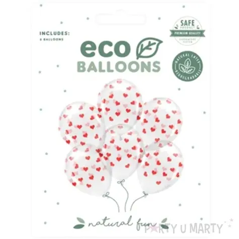 balony serca czerwone transparetne partydeco 13 6 szt