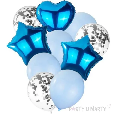 balony serca i gwiazdki niebieskie czakos zestaw