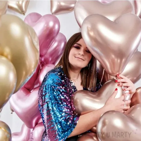 balony serca shiny rozowe zloto gemar 12 25 szt