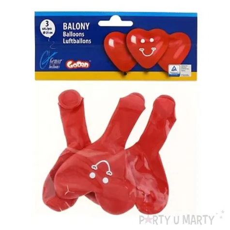 balony serca z usmiechem czerwone godan 10 hrt 3 szt