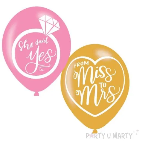 balony she said yes from miss to mrs mint to be mix amscan 11 6 szt