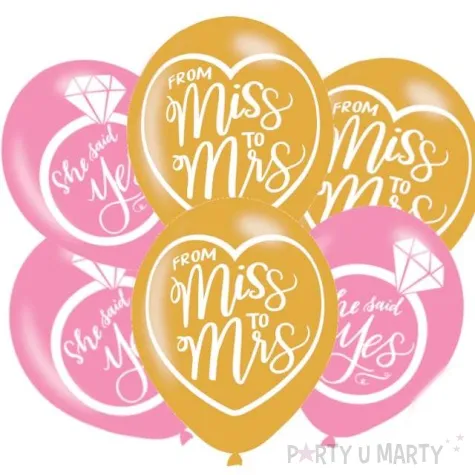 balony she said yes from miss to mrs mint to be mix amscan 11 6 szt