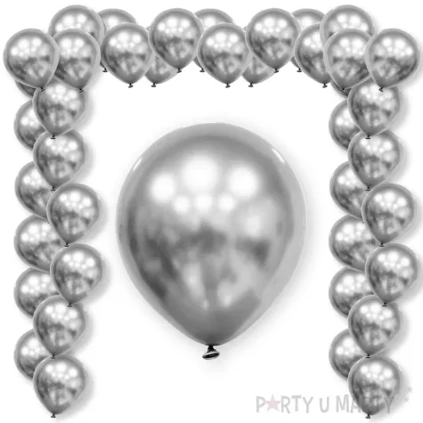 balony shiny luster silver srebrny lustrzany decomex 11 100 szt