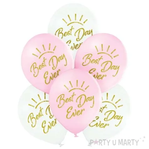 balony slubne best day ever pastel mix belbal 10 6 szt