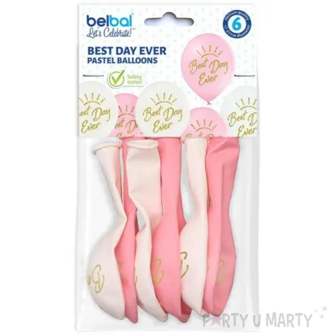 balony slubne best day ever pastel mix belbal 10 6 szt