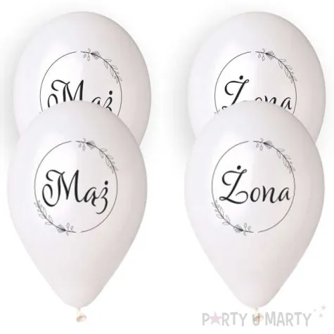 balony slubne maz i zona w kolku biale gemar 13 4 szt