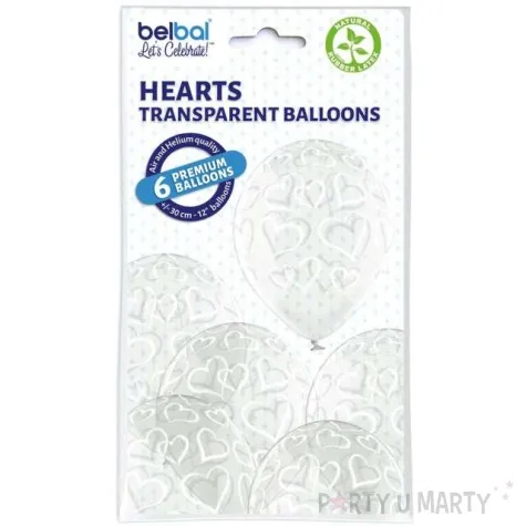 balony slubne serca przezroczyste belbal 12 6 szt