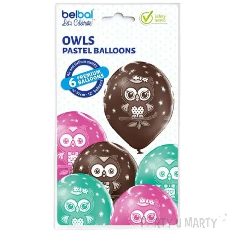 balony sowy pastel mix belbal 12 6 szt