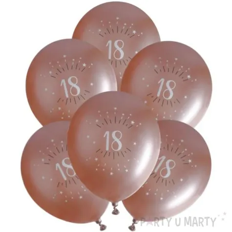 balony sparkling liczba 18 rozowe zloto santex 12 6 szt