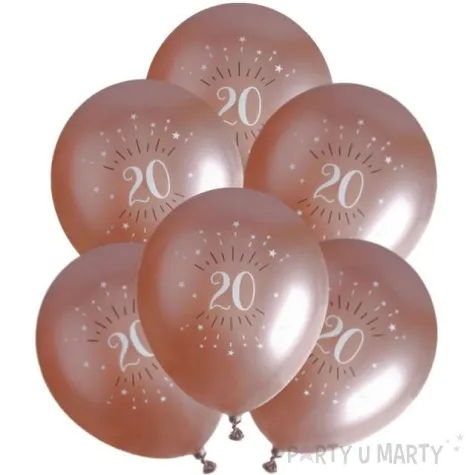 balony sparkling liczba 20 rozowe zloto santex 12 6 szt