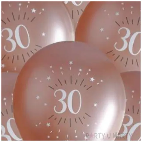 balony sparkling liczba 30 rozowe zloto santex 12 6 szt