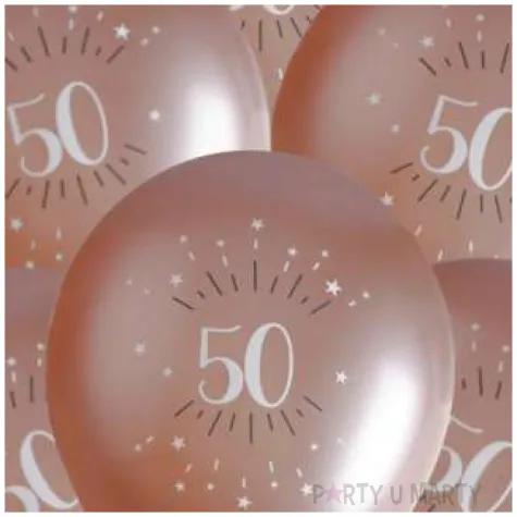 balony sparkling liczba 50 rozowe zloto santex 12 6 szt