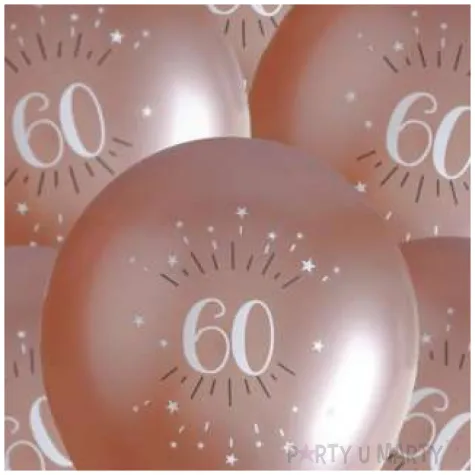 balony sparkling liczba 60 rozowe zloto santex 12 6 szt