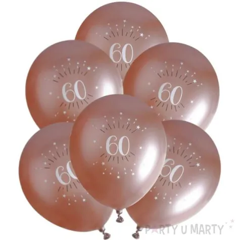 balony sparkling liczba 60 rozowe zloto santex 12 6 szt