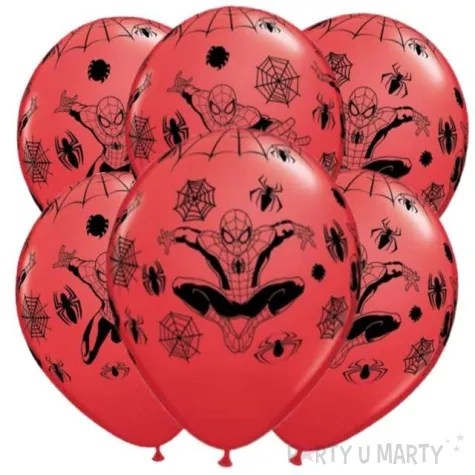 balony spider man czerwone qualatex 12 6 szt