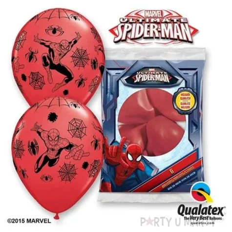 balony spider man czerwone qualatex 12 6 szt