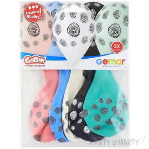 balony spiralne groszki mix 13 gemar 5 szt