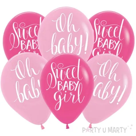 balony sweet baby girl rozowy mix amscan 11 6 szt