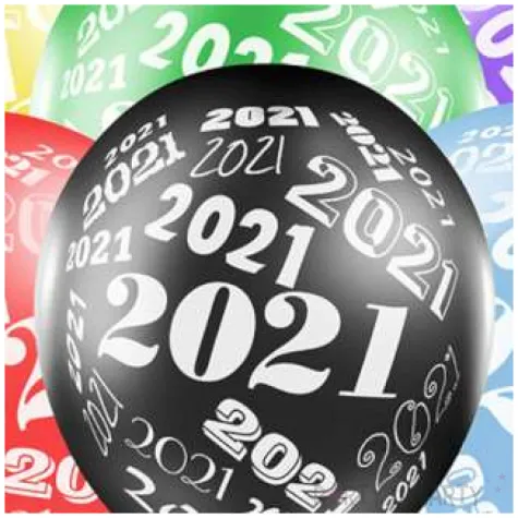 balony sylwester 2021 mix metalik strong 12 6szt