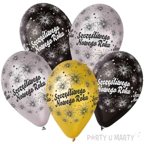 balony szczesliwego nowego roku metalik mix gemar 12 6 szt