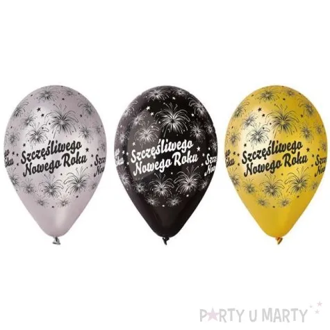 balony szczesliwego nowego roku metalik mix gemar 12 6 szt