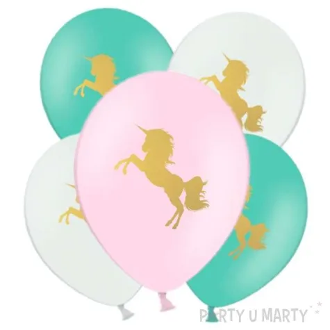 balony unicorn gold mix 11 5 szt