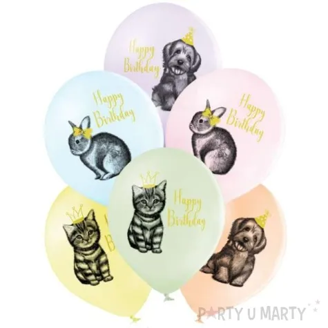 balony urodzinowe zwierzaki mix 12 6 szt