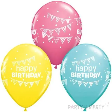 balony urodziny z girlanda mix qualatex 11 25 szt