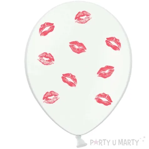 balony usta biale partydeco 6szt