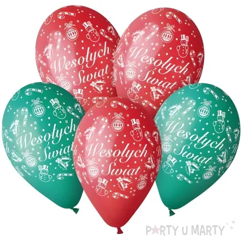balony wesolych swiat czerwone i zielone gemar 12 5 szt