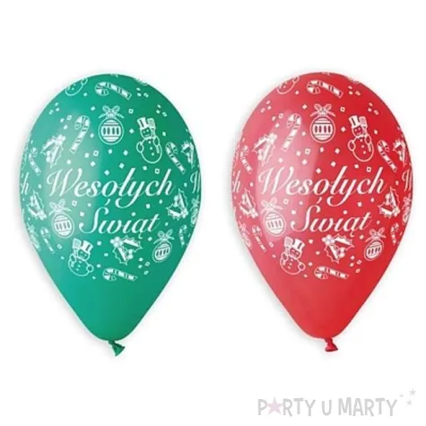 balony wesolych swiat czerwone i zielone gemar 12 5 szt
