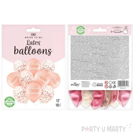 balony wieczor panienski konfetti rozowe zloto partypal 12 10 szt