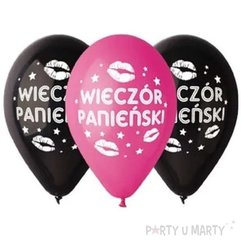 balony wieczor panienski rozowo czarny pastel gemar 12 5 szt