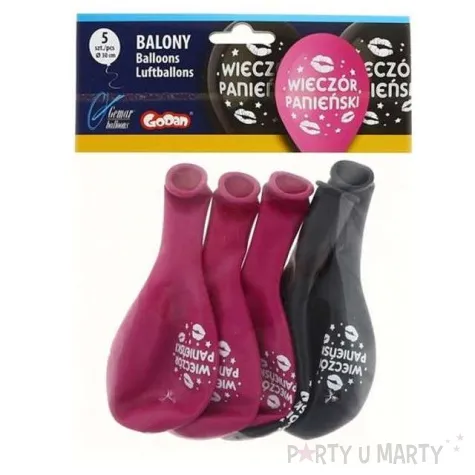 balony wieczor panienski rozowo czarny pastel gemar 12 5 szt