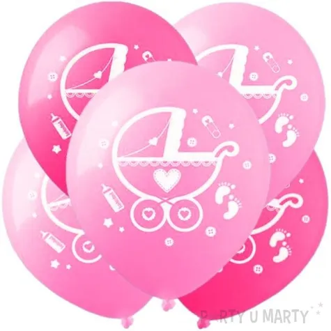 balony wozek rozowe show 12 5 szt