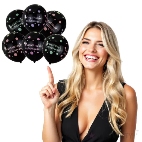 balony wszystkiego najlepszego czarne czakos 12 6 szt