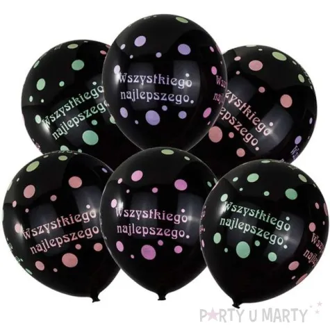 balony wszystkiego najlepszego czarne czakos 12 6 szt