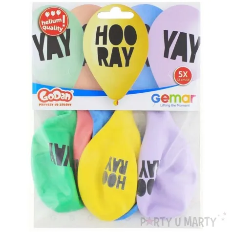 balony yay hooray 13 gemar 5 szt