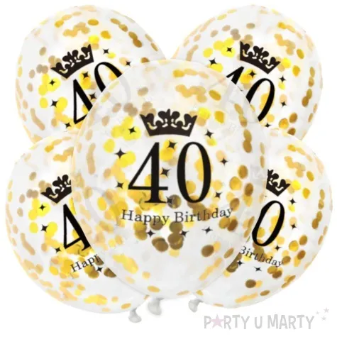 balony z konfetti 40 urodziny partypal 12 5 szt