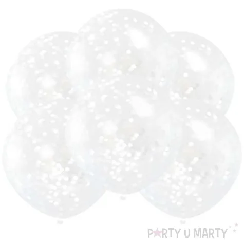 balony z konfetti classic biale unique 12 6 szt