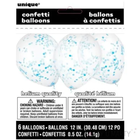 balony z konfetti classic blekitne unique 12 6 szt