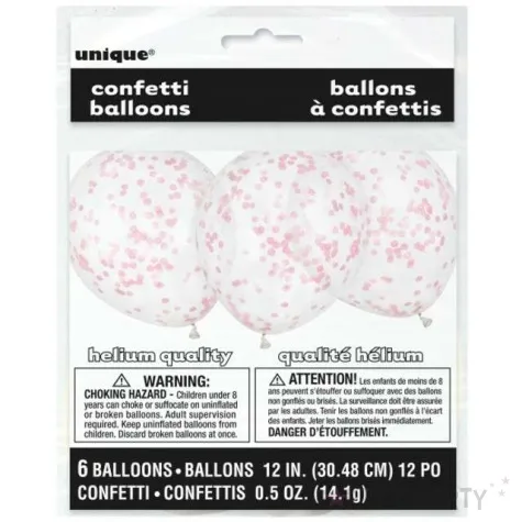 balony z konfetti classic rozowe unique 12 6 szt