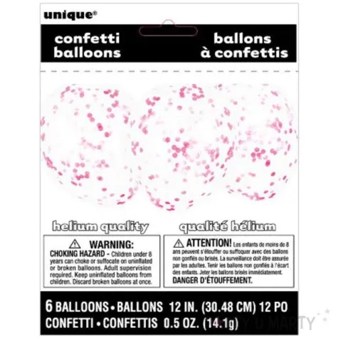 balony z konfetti classic rozowe unique 12 6 szt