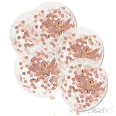 balony z konfetti classic rozowo zlote dekoracjepolska 12 5 szt