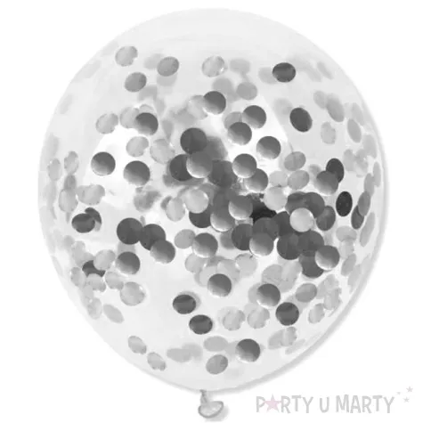 balony z konfetti classic srebrne dekoracjepolska 12 5 szt