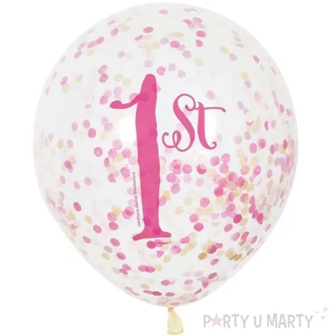 balony z konfetti cyfra 1 rozowe unique 12 6 szt